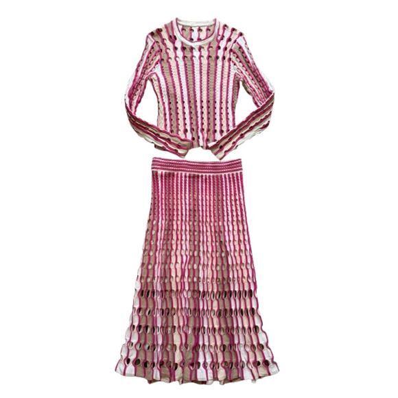 Jonathan Simkhai Tiana Cut-Out Knitted Top & Jax/Larken Midi Skirt SET - Picture 12 of 14